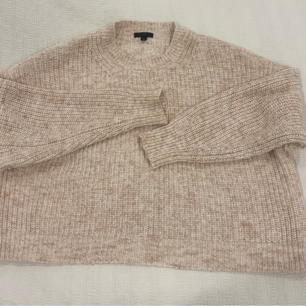 J. Crew Marled Beige Cotton-Blend Sweater